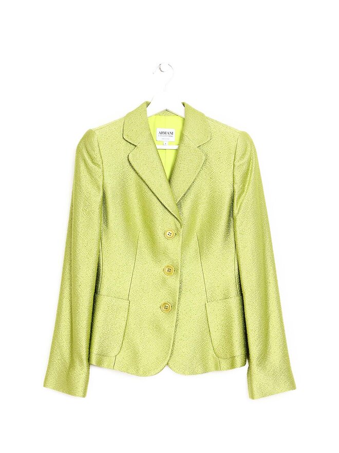 Armani Collezioni Green Wool-Silk Blazer