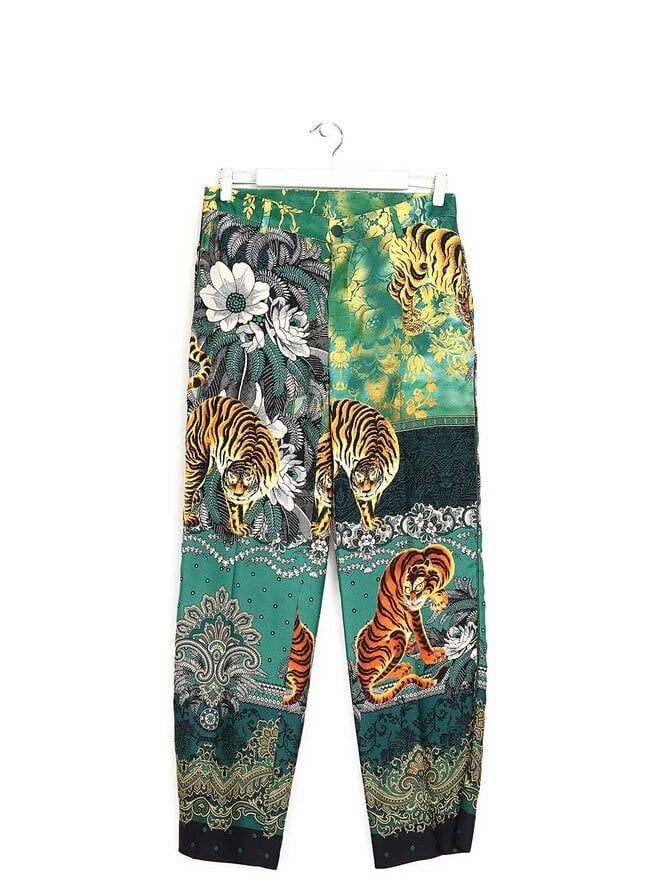 F.R.S For Restless Sleepers Pantalon en Soie Motifs Animaux et Fleurs