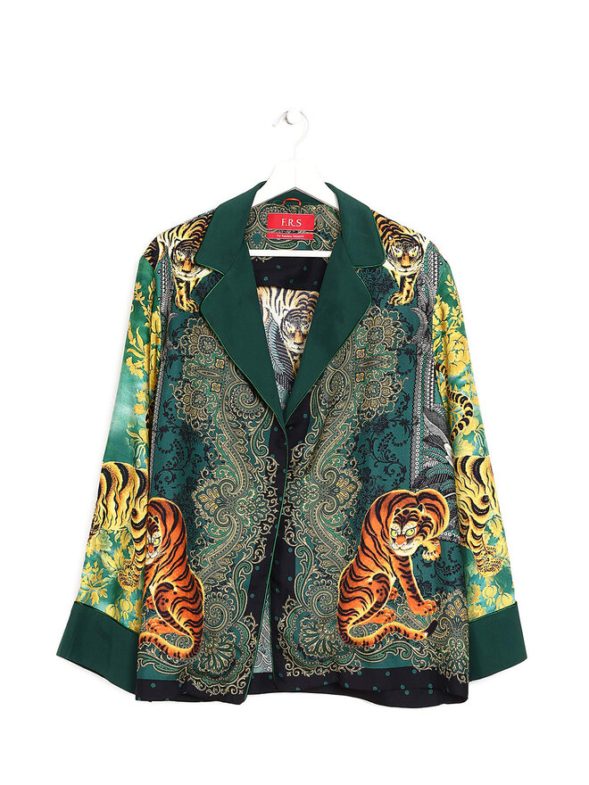 F.R.S For Restless Sleepers Animal Print Silk Kimono Jacket