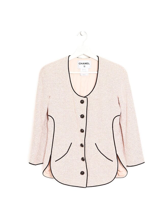 CHANEL Notch Lapel Light Pink Blazer