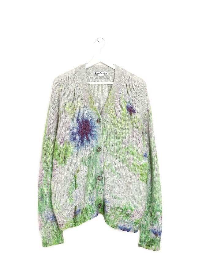 Acne Studios Cardigan Gris à Motif Floral