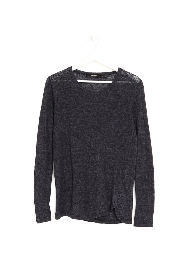 ISABEL MARANT Grey Long Sleeve Linen T-shirt