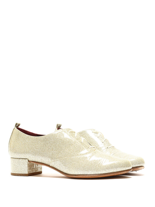 MARC JACOBS Metallic Silver Glitter Oxford Shoes