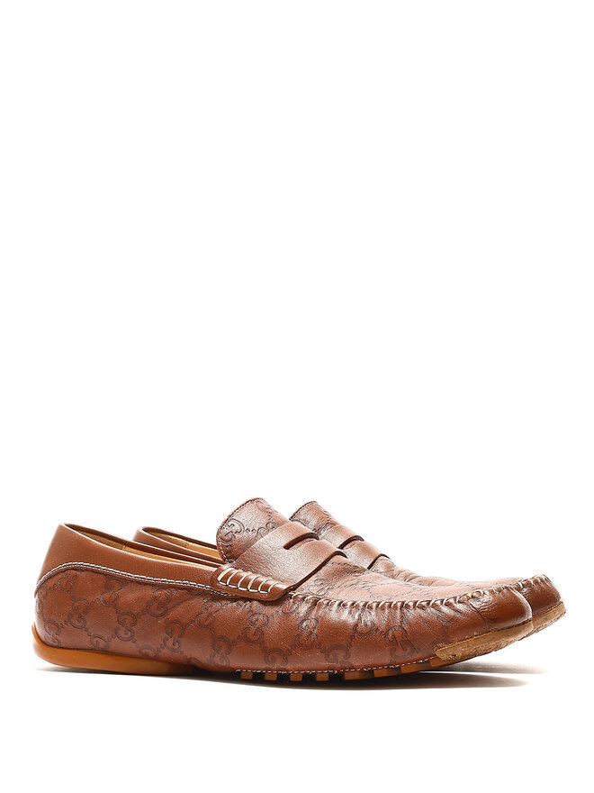 GUCCI Monogrammed Leather Loafers