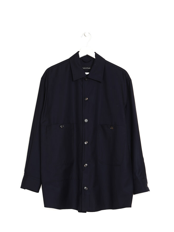 École de Pensée Wool Overshirt with Chest Pockets