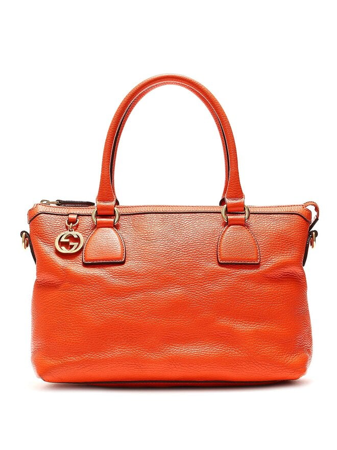 GUCCI Orange Leather Satchel Bag