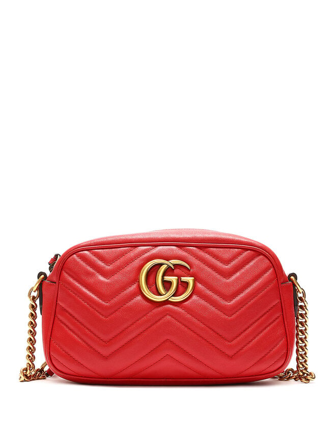 GUCCI Chevron Leather Marmont Mini Bag