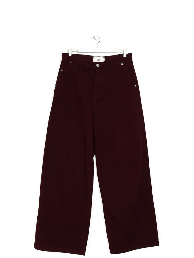 AMI Alexandre Mattiussi Pantalon en Coton Bordeaux à Cinq Poches