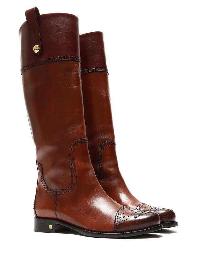 LOUIS VUITTON Bottes hautes perforées en cuir de veau