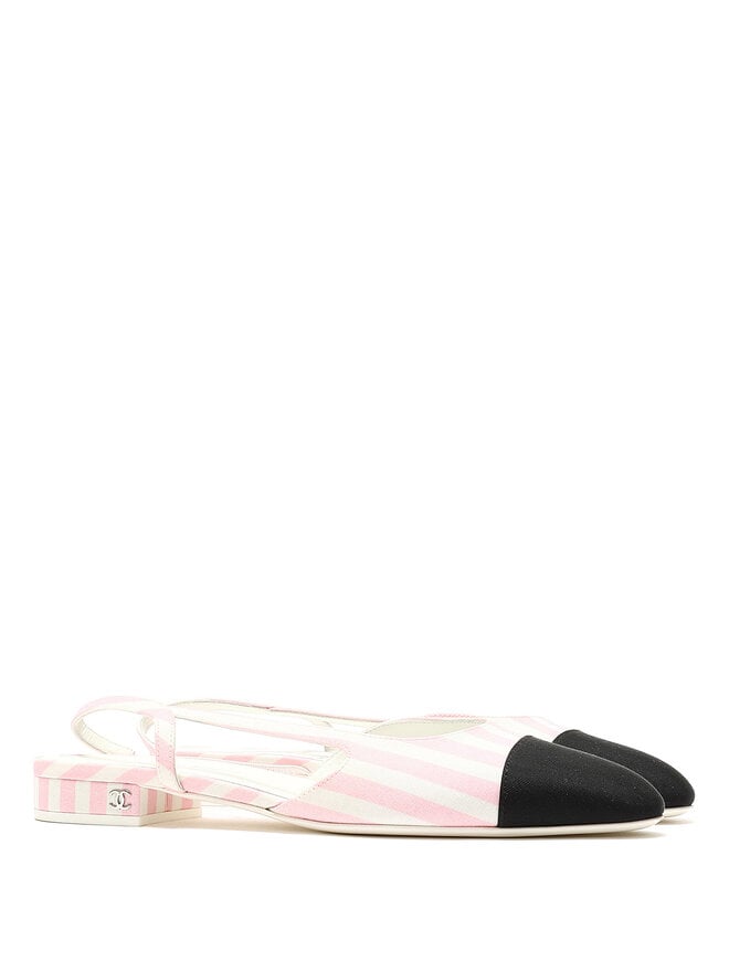 CHANEL Espadrilles à Rayures en Toile