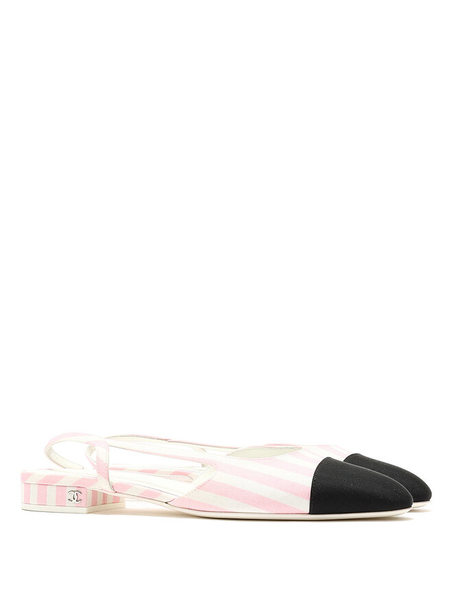 CHANEL Striped Canvas Espadrilles