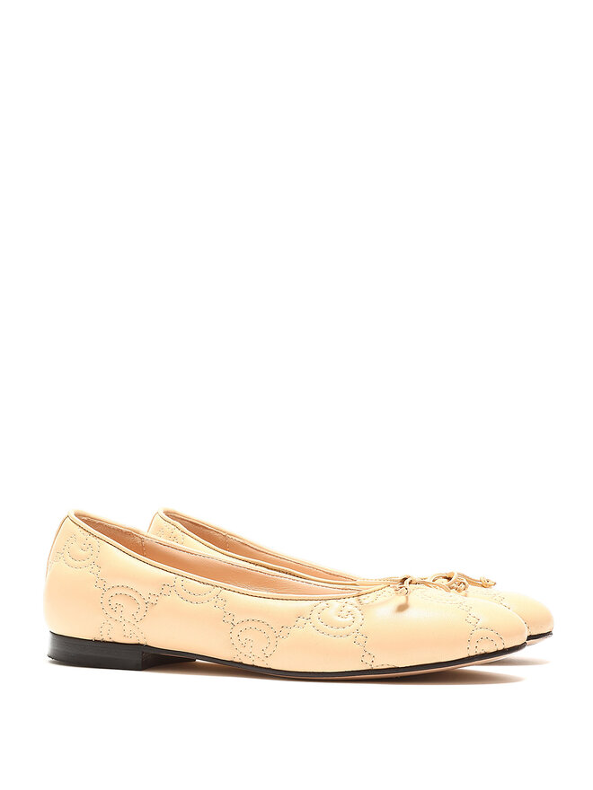GUCCI Beige Leather Ballet Flats