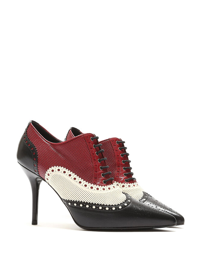 GUCCI Leather Heeled Brogue Oxford Shoes