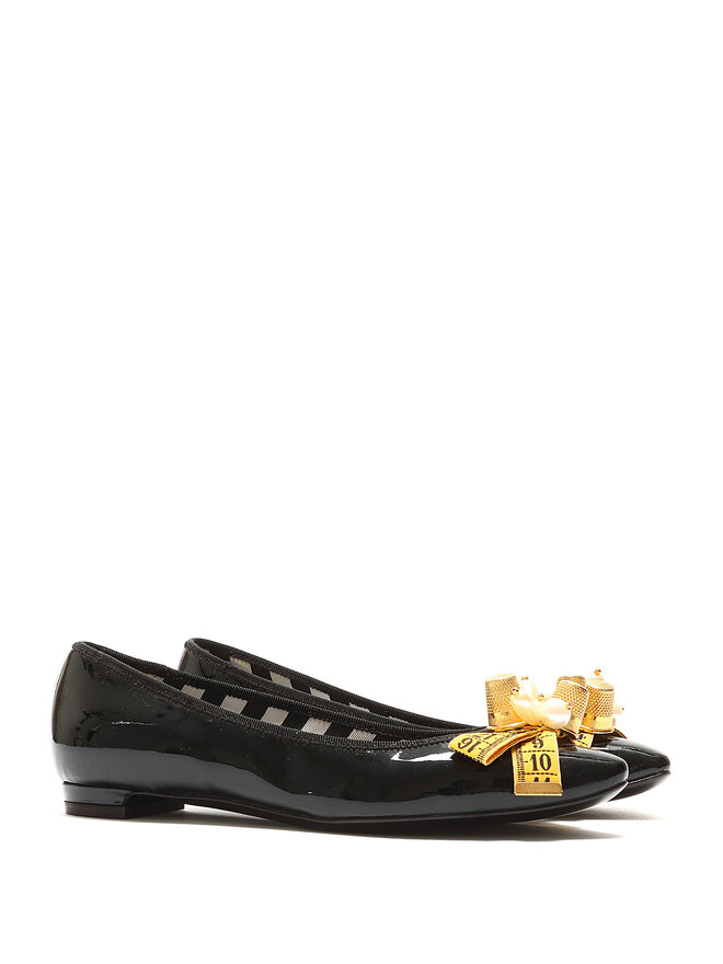 MOSCHINO Black Patent Leather Ballet Flats