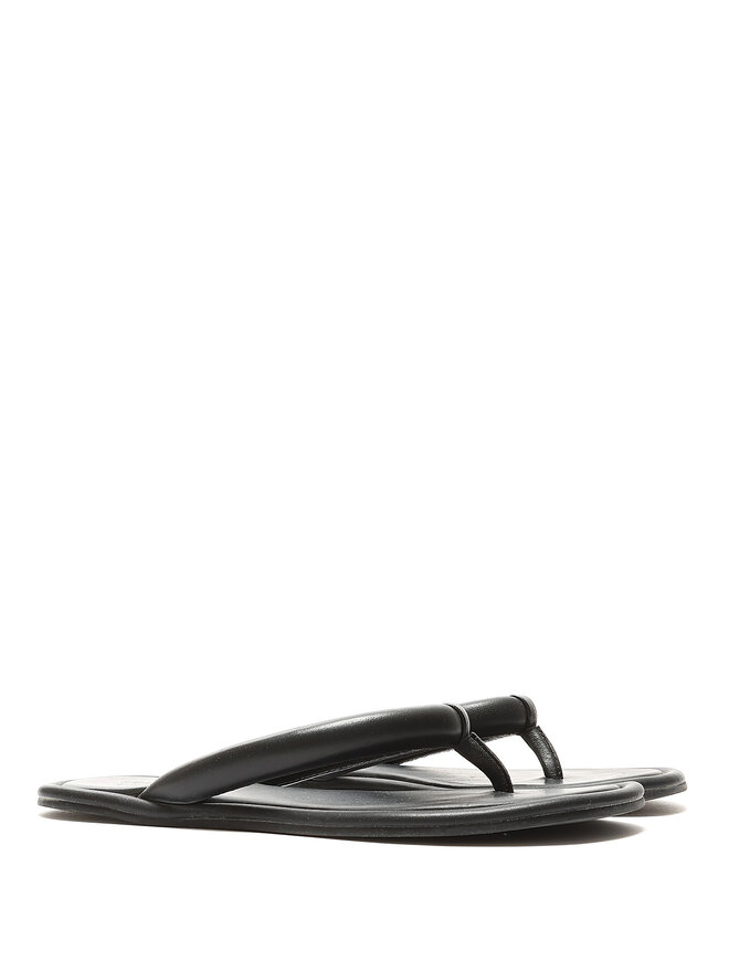 ST. AGNI Black Open-Toe Leather Sandals