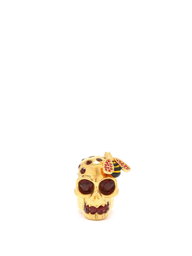 Alexander McQueen Bague en métal doré avec strass
