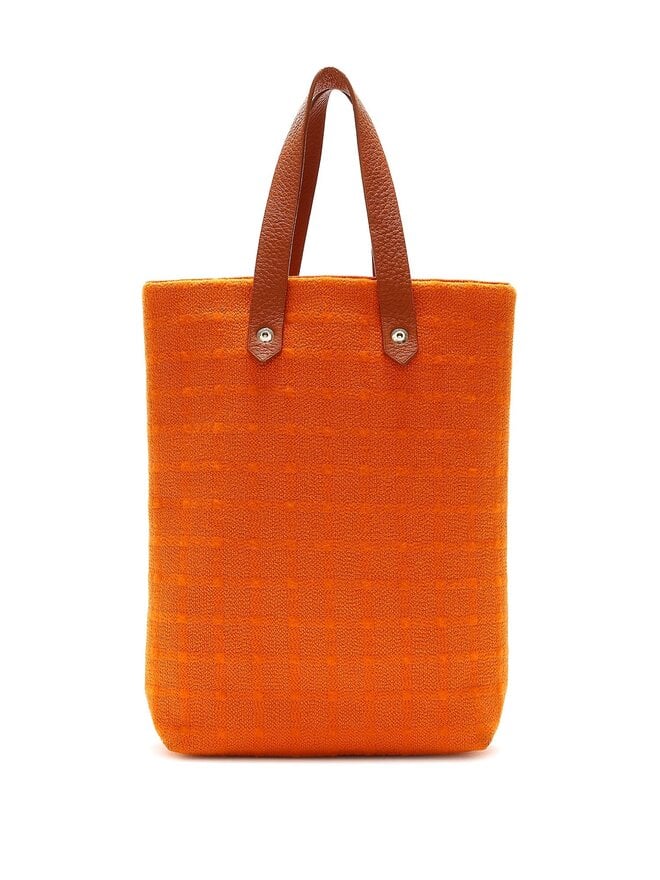 HERMÈS Sac Fourre-Tout en Laine Orange
