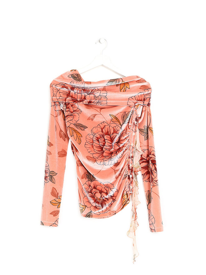 D&G DOLCE & GABBANA Floral Velvet Long Sleeve Top