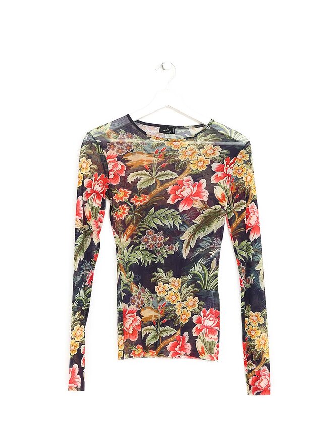 ETRO Floral Crew Neck Long Sleeve Top