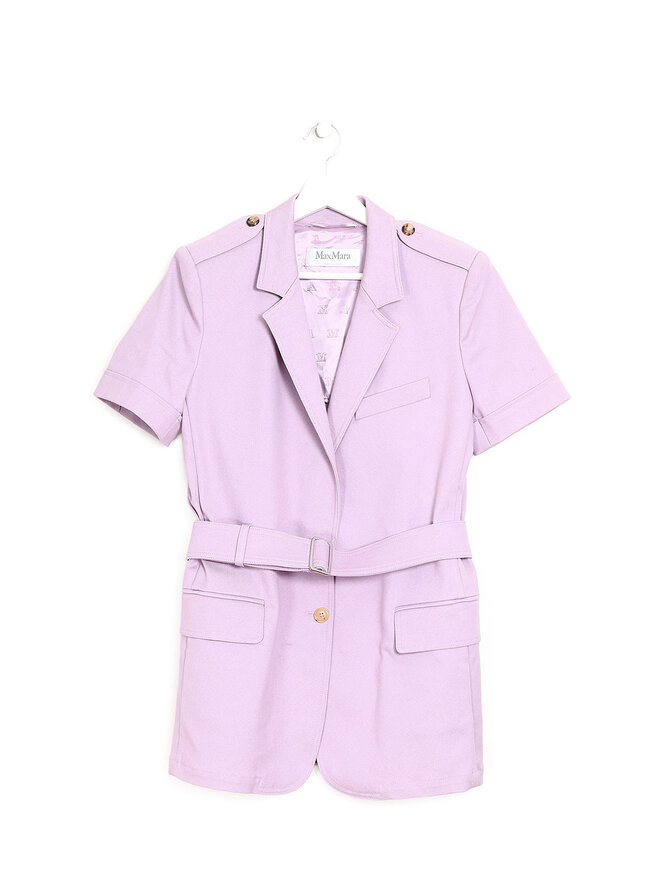 Max Mara Blazer en Coton Violet à Manches Courtes
