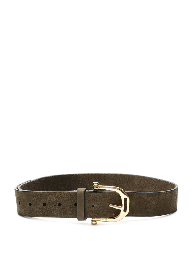 GUCCI Ceinture en cuir grainé avec boucle dorée