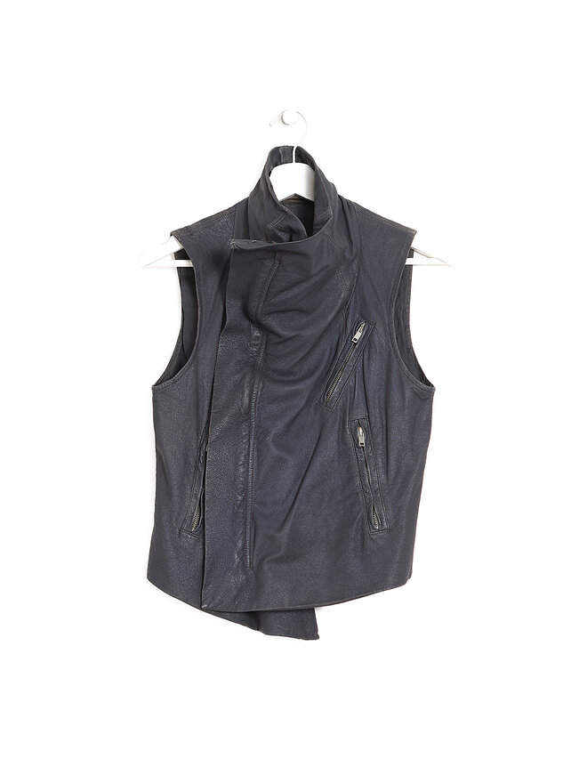 Rick Owens Lamb Leather Zipper Vest