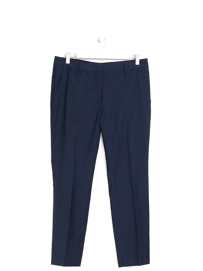 PRADA Navy Striped Wool Straight-Leg Pants
