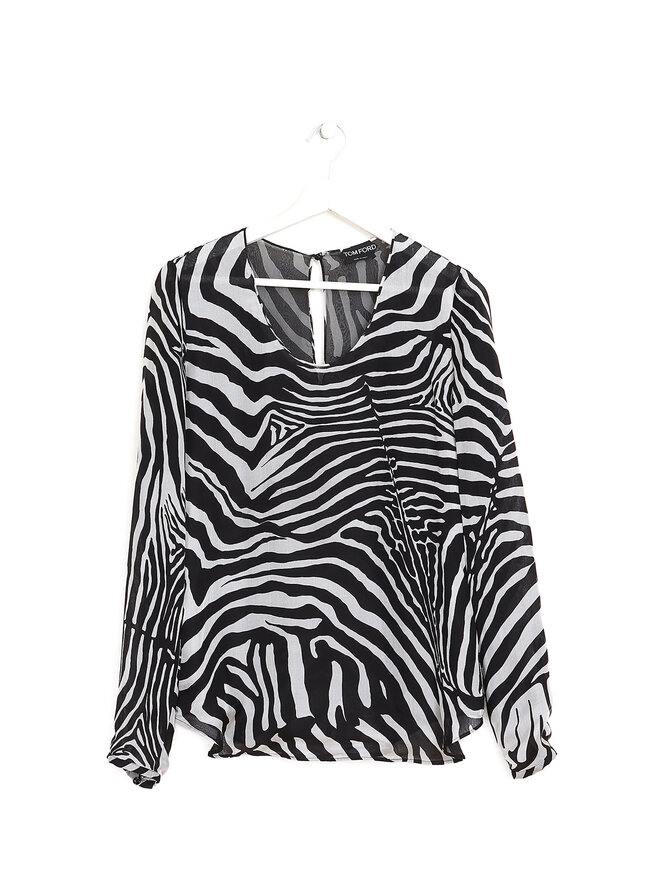 TOM FORD Zebra Print Silk Blouse