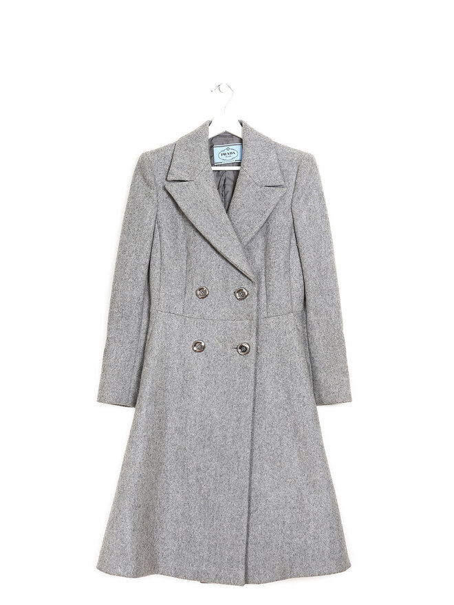 PRADA Manteau en Laine à Double Boutonnage