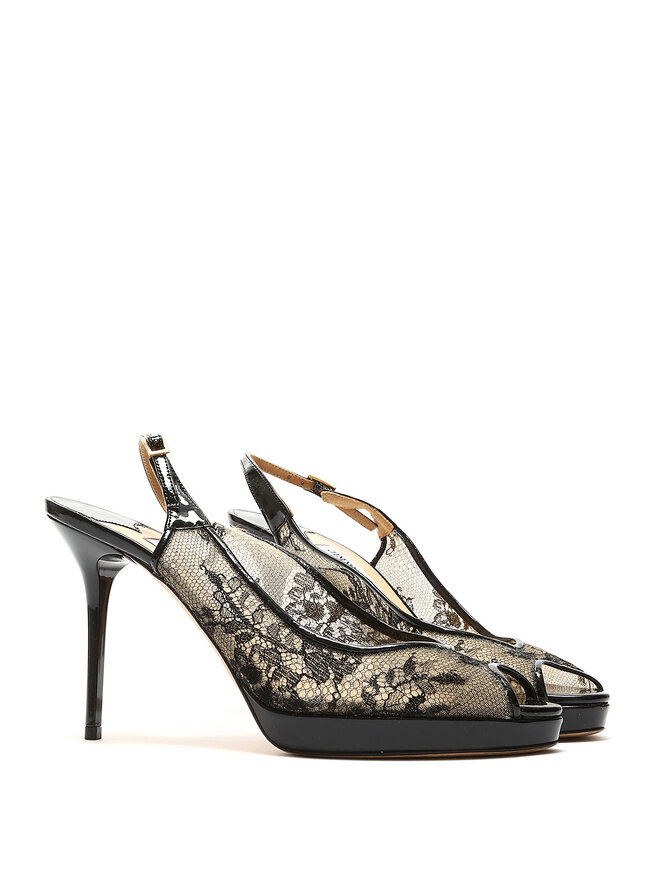 JIMMY CHOO Sandales à Talons Slingback Dentelle