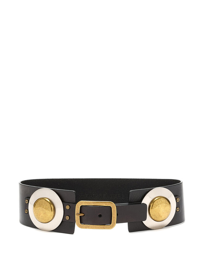 DIANE VON FURSTENBERG Ceinture Large en Cuir avec Boucle Dorée