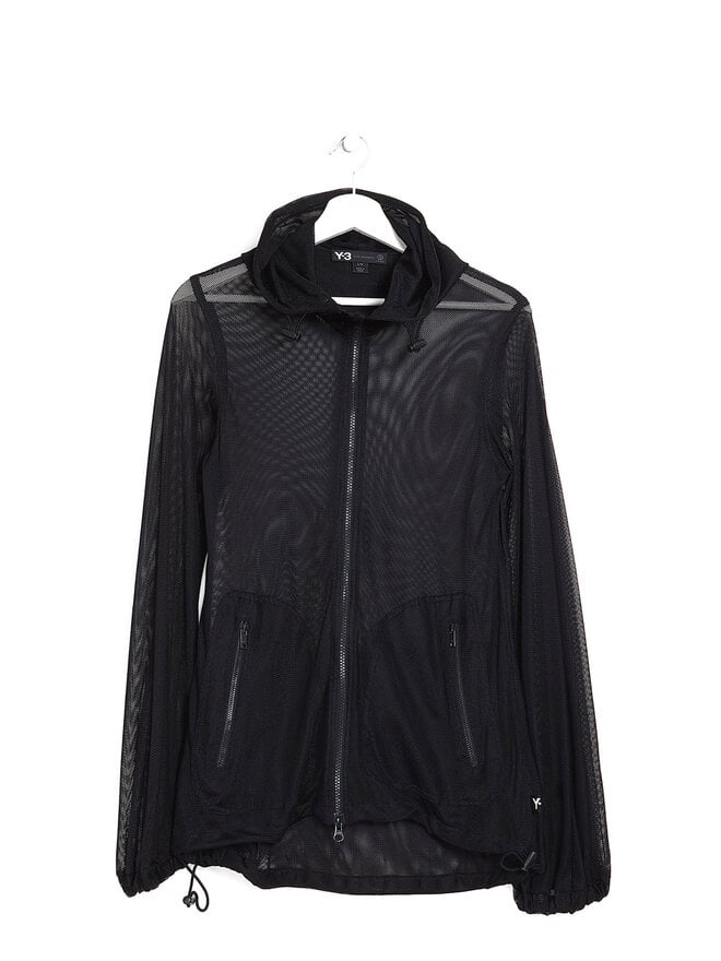 Y-3 Veste longue en maille avec fermeture éclair