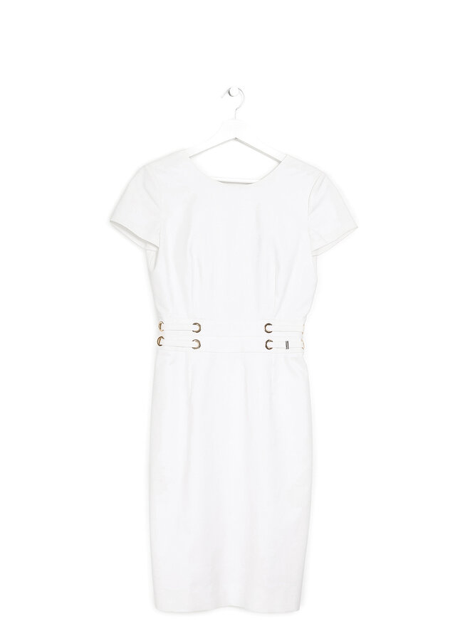 VERSACE White Short Sleeve Midi Dress
