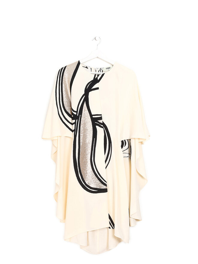 FENDI Robe en soie abstraite avec ceinture amovible