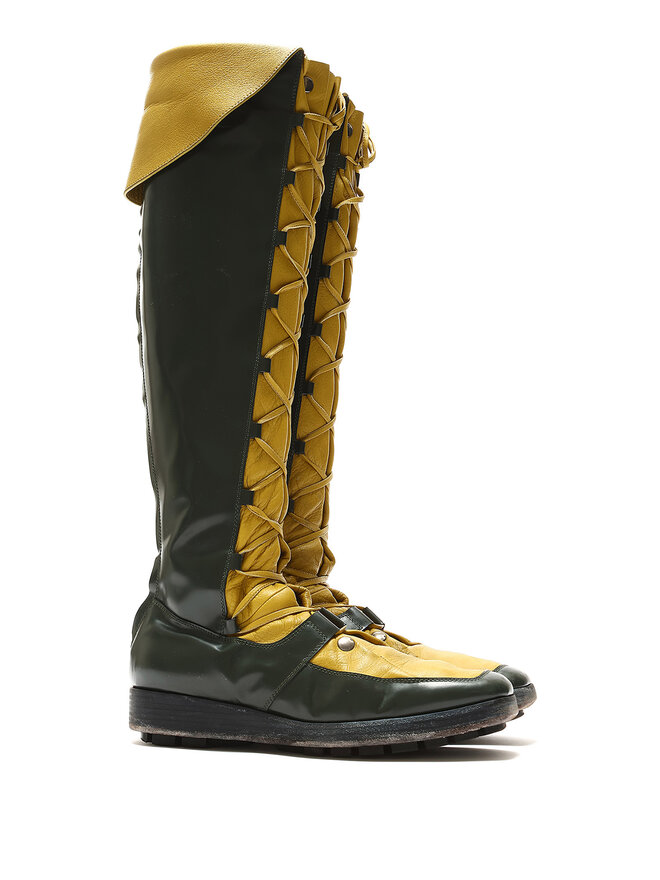 KIKO KOSTADINOV High Patent Leather Lace-Up Boots