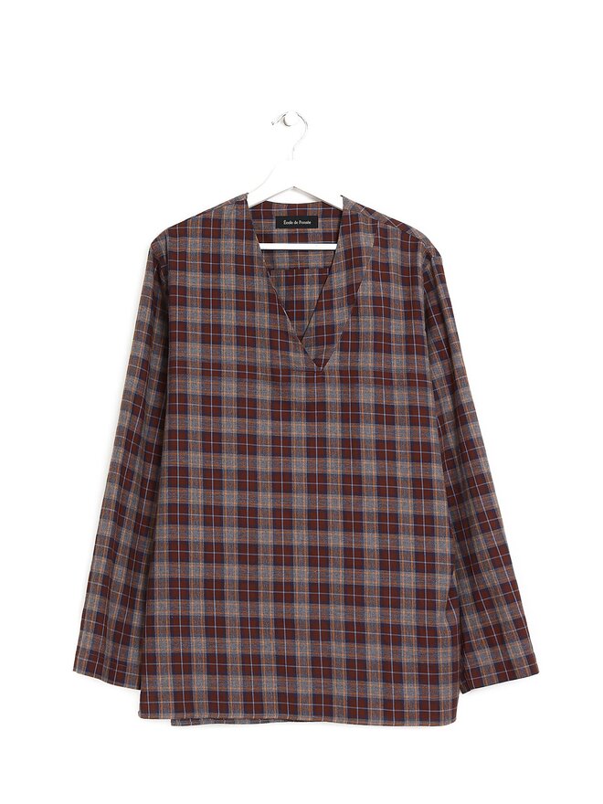 École de Pensée Chemise à Carreaux à Manches Longues