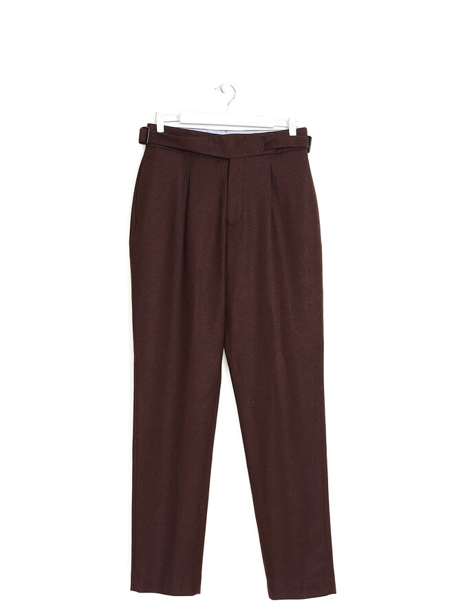 Octobre Éditions Pantalon en Laine Marron Plissé