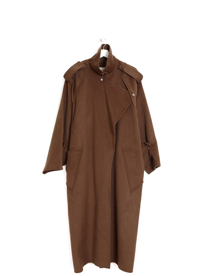 AERON Brown Wool-Silk Trench Coat