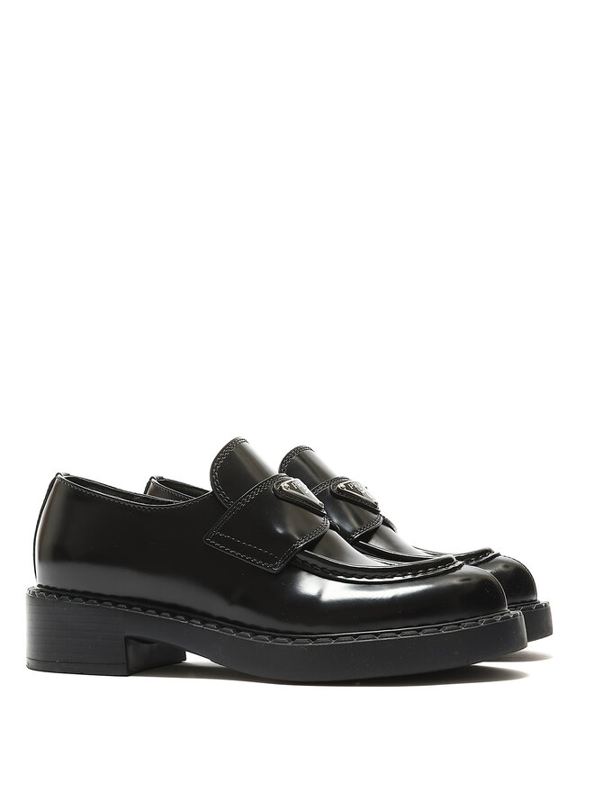 PRADA Chocolate Brushed Leather Loafers