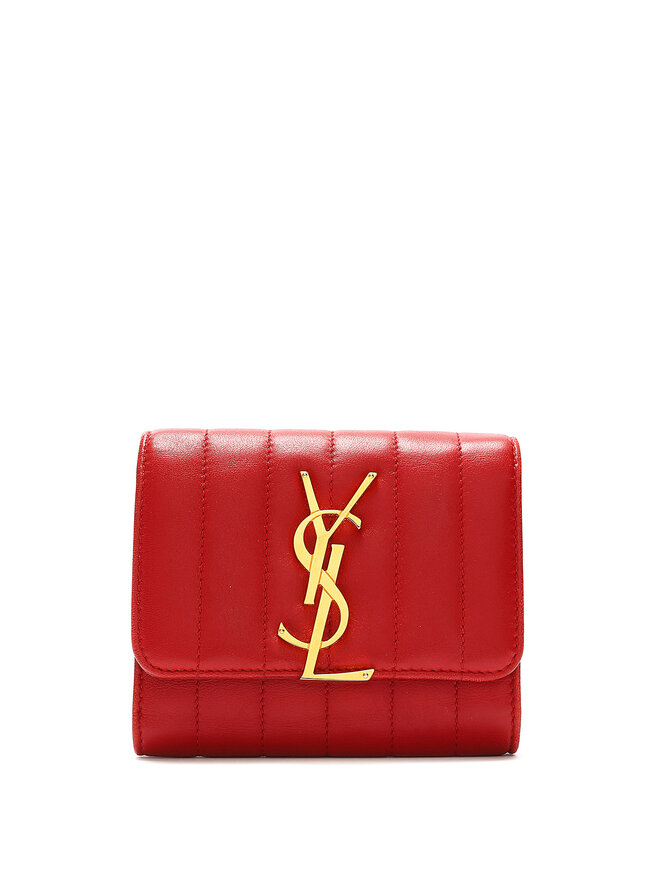 SAINT LAURENT Quilted Lambskin Vicky French Flap Wallet