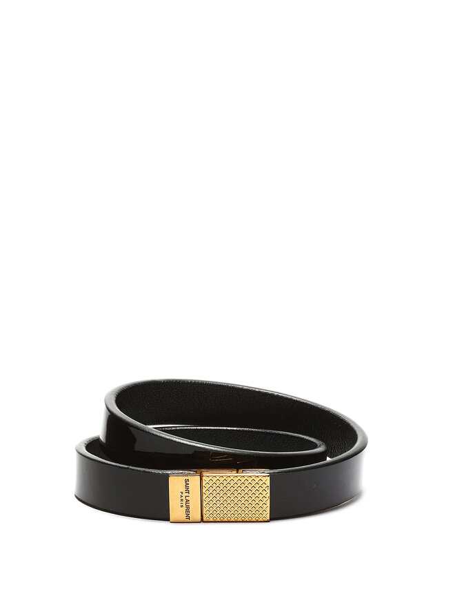 SAINT LAURENT Double Wrap Leather Bracelet