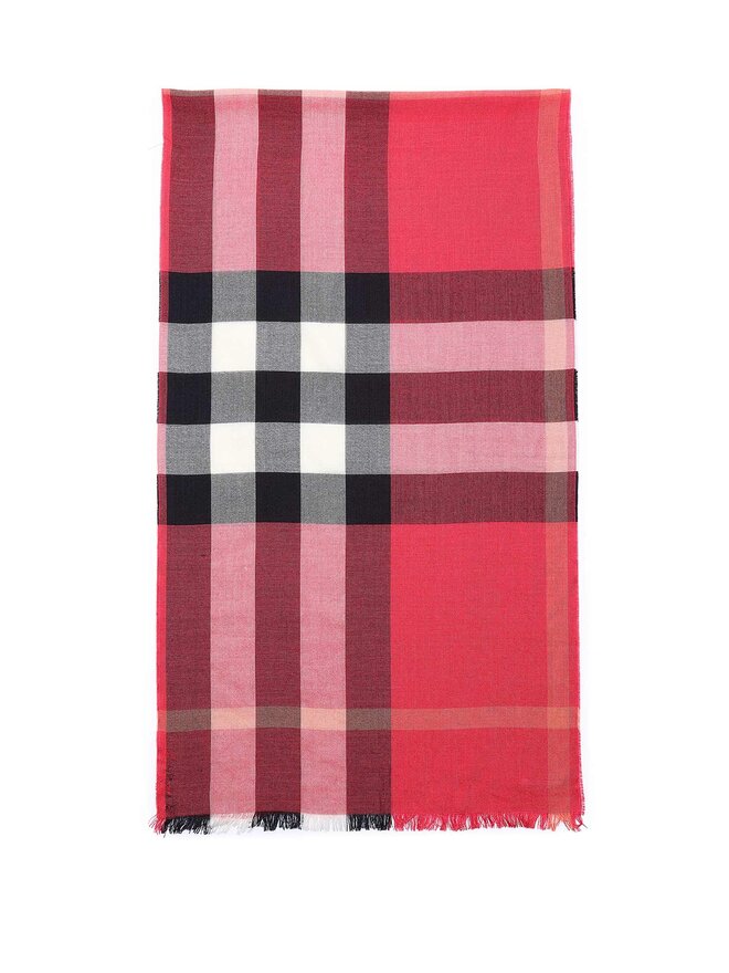 BURBERRY Foulard à Motif Check Rouge
