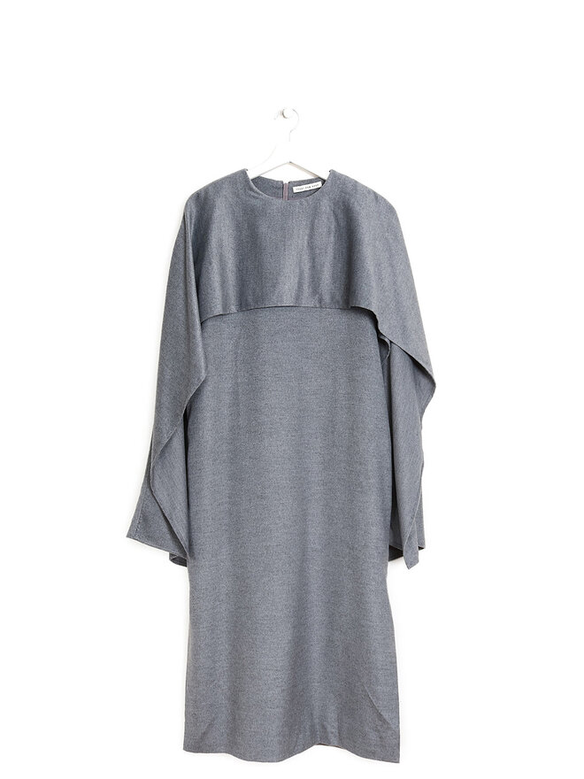 Front Row Shop Wool-Blend Midi Cape Dress