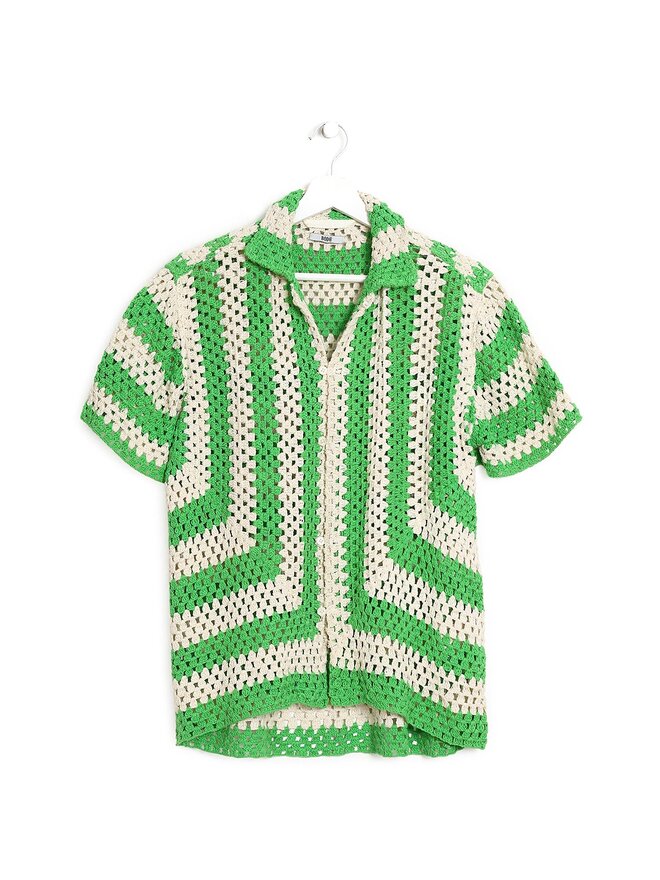 BODE Striped Crochet Cropped Top