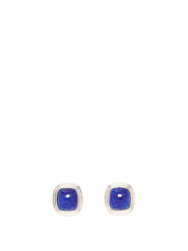 Christian Dior Square Blue Stone Clip-On Earrings