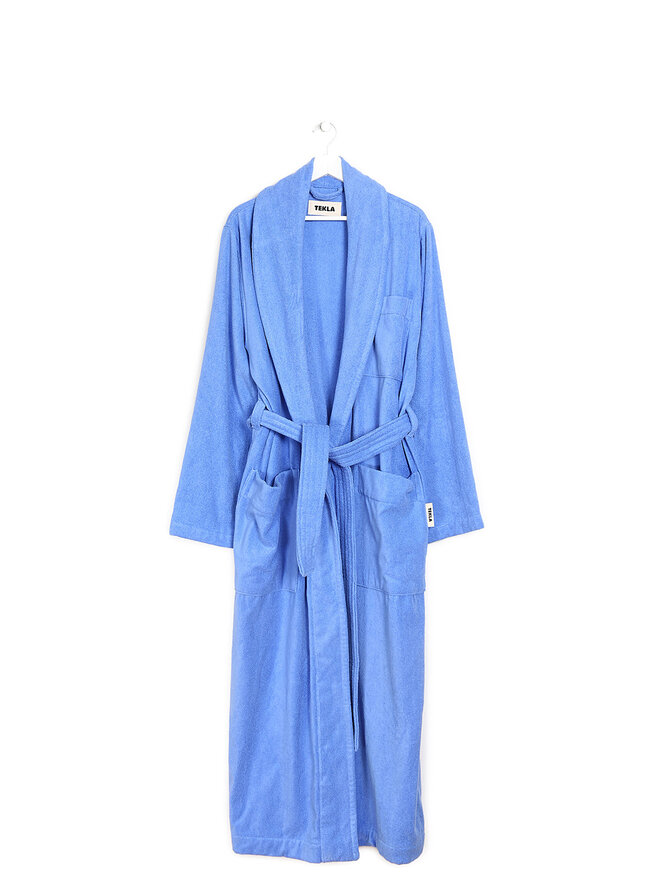 Tekla Peignoir Classique Bleu Clair