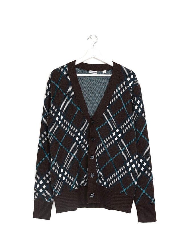 BURBERRY Cardigan en Tricot à Carreaux