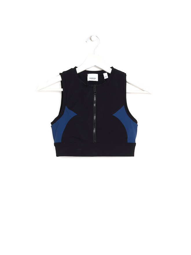 BURBERRY Black Stretch Vest with Blue Accents