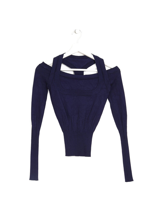 Gimaguas Blue Knit Long Sleeve Top