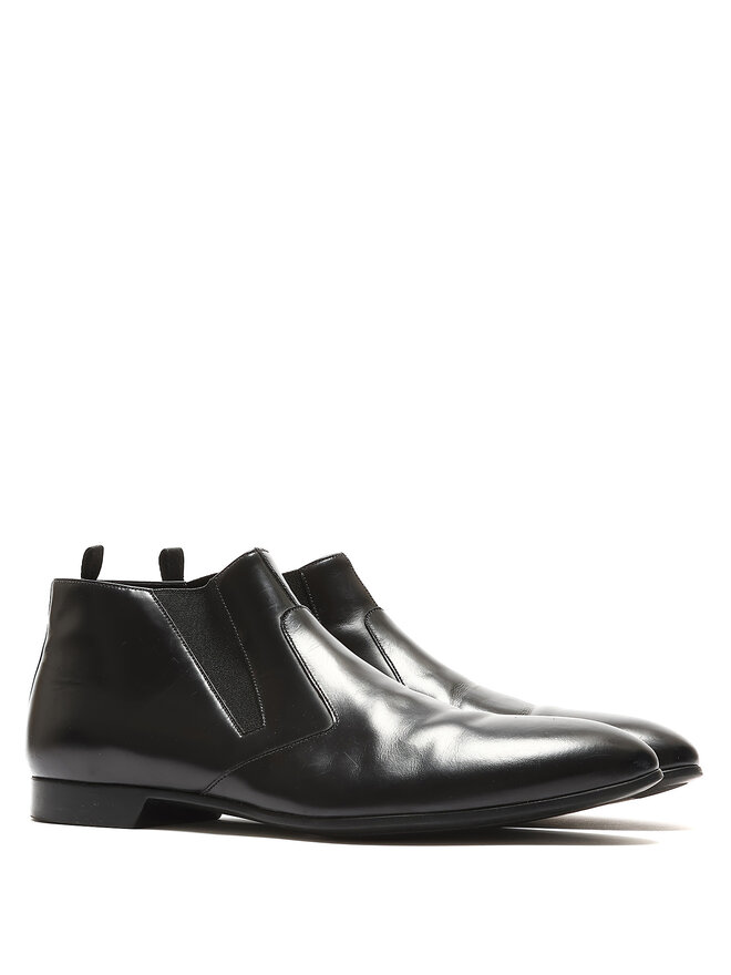 PRADA Bottines en cuir noir Prada